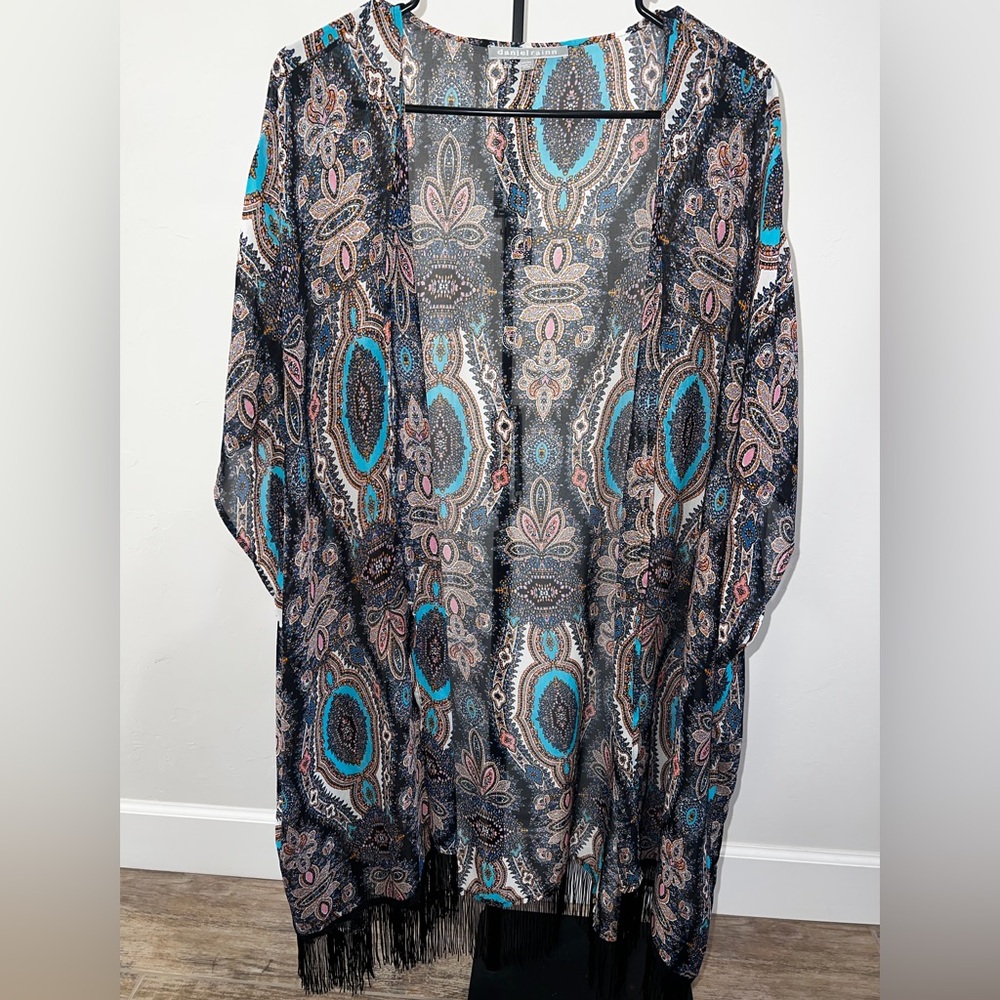 Daniel Rainn Paisley Patterned Kimono Cardigan with tassels